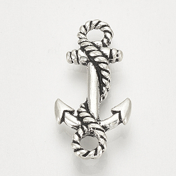 Antique Silver Tibetan Style Alloy Links connectors, Anchor, Cadmium Free & Lead Free, Antique Silver, 23x11x3mm, Hole: 2mm