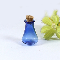 Blue Empty Small Glass Cork Bottles, Wishing Bottle, Blue, 1.6x2.7cm