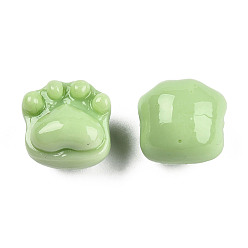 Verde Claro Perlas de resina opacos, imitación de jade, garra de gato, verde claro, 14x15x13 mm, agujero: 1.8 mm