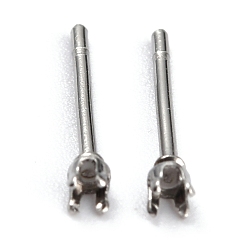 Stainless Steel Color 304 Stainless Steel Stud Earring Settings, Prong Earring Settings, Flat Round, Stainless Steel Color, Fit for 2mm Rhinestone, 2mm, Pin: 0.8mm