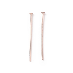 Oro Rosa Pasadores de cabeza plana de latón, sin plomo y cadmio, oro rosa, 20~21 mm, cabeza: 1.8 mm, pin: 0.6 mm, 22 calibre