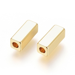 Real 18K Gold Plated Brass Beads, Long-Lasting Plated, Cuboid, Real 18K Gold Plated, 8x3x3mm, Hole: 1.6mm