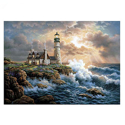 Lighthouse DIY Scenery 5D Full Drill Diamond Painting Kits, including Resin Rhinestones, Diamond Sticky Pen, Tray Plate and Glue Clay, Lighthouse Pattern, 300x400mm