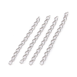 Stainless Steel Color 304 Stainless Steel Curb Chains Extender, Stainless Steel Color, 25mm, Link: 3x1.6x0.4mm