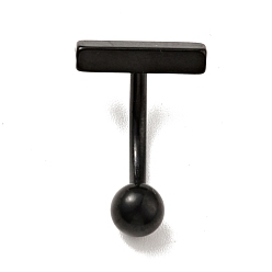 Electrophoresis Black 304 barre incurvée en forme de T en acier inoxydable, piercing au nombril pour femme, électrophorèse noir, 18x12mm, pin: 1.6 mm