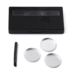 Black ABS Plastic Empty Lip Palette, with Lipbrush & Removable Aluminum Pans, for Eyeshadow Lipstick Makeup Pallet, Black, 5.1x9.2x1.1cm