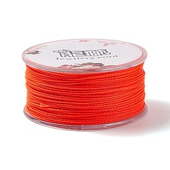 Orange Red Round Waxed Polyester Cord, Twisted Cord, Orange Red, 1mm, about 49.21 Yards(45m)/Roll