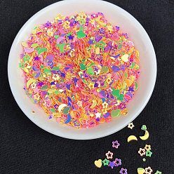 Coral Heart/Star/Moon/Shell PVC Nail Art Glitter Sequins Chip, UV Resin Filler, for Epoxy Resin Slime Jewelry Making, Coral, Package Size: 130x80mm
