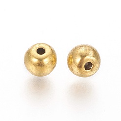 Or Antique Perles roudes en alliage de style tibétain, sans cadmium et sans plomb, Or antique, 6mm, trou: 1.5 mm, environ 1690 pcs / 1000 g
