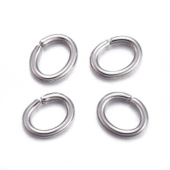 Stainless Steel Color 316 Surgical Stainless Steel Jump Rings, Open Jump Rings, Oval, Stainless Steel Color, 20 Gauge, 5x4x0.8mm, Inner Diameter: 2.5x3mm
