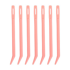 Pink Agujas de tejer de plástico, agujas de ojos grandes, pasadores de punta roma y doblada, rosa, 80 mm