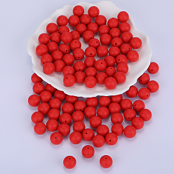 Rouge Perles focales rondes en silicone, perles à mâcher pour les jouets de dentition, Diy soins infirmiers colliers faisant, rouge, 15mm, Trou: 2mm