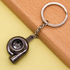 Gunmetal Alloy Pendant Keychain, with Key Ring, Turbocharger, Gunmetal, 1cm