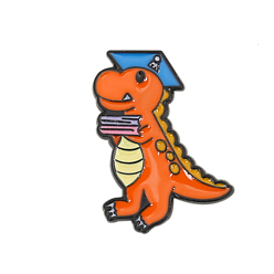 Corail Dinosaure avec épingle en émail livre et chapeau, broche en alliage pour vêtements de sac à dos, corail, 29x21mm