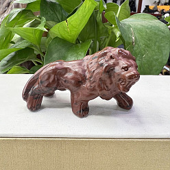 Rhodonite Natural Rhodonite Carved Healing Lion Figurines, Reiki Energy Stone Display Decorations, 50~60mm