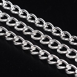 Silver Iron Twisted Chains Curb Chains, Unwelded, Silver Color Plated, 5.5x3.5x1mm, about 164.04 Feet(50m)/roll