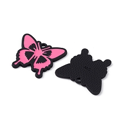 Pink Spray Painted Alloy Pendants, Butterfly Charm, Pink, 19.5x21.5x1.5mm, Hole: 1mm