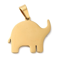 Golden Ion Plating(IP) 304 Stainless Steel Pendants, Stamping Blank Tag, Elephant Charm, Golden, 22x25x1mm, Hole: 6.5x4mm