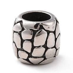 Antique Silver 304 Stainless Steel Large Hole Beads, Column, Antique Silver, 11x12mm, Hole: 7mm