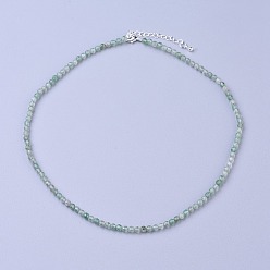 Quartz Fraise Colliers de perles de quartz naturel à la fraise, avec fermoirs mousquetons en laiton  , perles rondes à facettes, 16.5 pouces ~ 16.7 pouces (42~42.5 cm) x3~3.5 mm