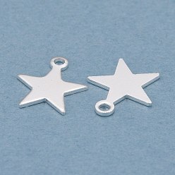 925 Sterling Silver Plated Brass Charms, Star,  Long-Lasting Plated, 925 Sterling Silver Plated, 8.5x7.5x0.4mm, Hole: 1mm
