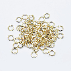 Настоящее золото 18K Латунные кольца прыжок открыт, долговечный, без никеля , кольцо, реальный 18 k позолоченный, 21 датчик, 4x0.7 мм, внутренний диаметр: 2.6 мм, около 1400 шт / упаковка, о 50 г / мешок