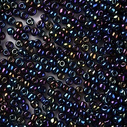 Prusia Azul 6/0 perlas de cristal de la semilla, ronda iris, null, 4 mm, agujero: 1 mm, sobre 4500 unidades / libra