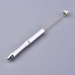 Серебро Пластиковые шариковые ручки, шариковая ручка с черными чернилами, для украшения ручки своими руками, серебряные, 157x10 мм, средний полюс: 2мм