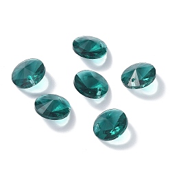 Bleu Vert Charmes de verre, facette, cône, sarcelle, 14x7mm, Trou: 1mm