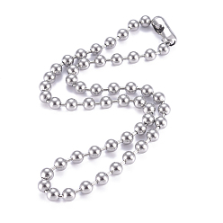 Stainless Steel Color 304 Stainless Steel Ball Chain Necklace, with Ball Chain Connectors, Stainless Steel Color, 23.6 inch(60mm), 8mm