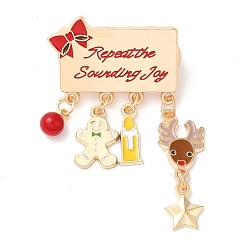 Deer Enamel Pins for Women, Alloy Brooch for Backpack Clothes, Gingerbread Man/Candle, Christmas, Deer, 54x31x1.5mm