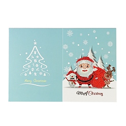 Santa Claus Наборы поздравительных открыток с алмазной росписью своими руками, включая бумажную карту, бумажный конверт, смола стразы, алмазная липкая ручка, поднос тарелка и клей глина, Дед Мороз, бумага: 180x260 мм, 1 PC