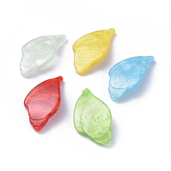 Mixed Color Cellulose Acetate(Resin) Pendants, Leaf, Mixed Color, 23~24x13x4~4.5mm, Hole: 1.2mm