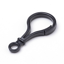 Black Opaque Solid Color Bulb Shaped Plastic Push Gate Snap Keychain Clasp Findings, Black, 51x25x5.5mm, Hole: 6mm
