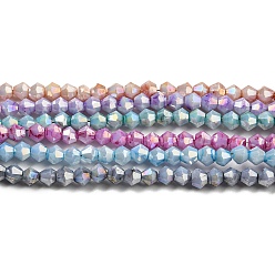Couleur Mélangete Cuisson opaque de perles de verre peintes, couleur ab , facette, Toupie, couleur mixte, 3x2.5~2.8mm, Trou: 0.7mm, Environ 157~160 pcs/chapelet, 16.38~16.54 pouce (41.6~42 cm)