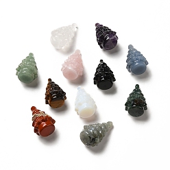 Mixed Stone Natural & Synthetic Gemstone Display Decorations, Christmas Tree, 38.5x24.5mm