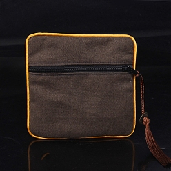 Верблюжий Квадратные тканевые сумки с кисточками в китайском стиле, с застежкой-молнией, Для браслетов, Ожерелье, верблюжие, 11.5x11.5 см
