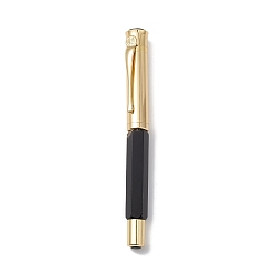 Black Agate Natural Black Agate Brass Pens, Reiki Energy Fountain Pen, with Pen Case, Office & School Supplies, 142x19x14mm