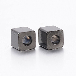 Electrophoresis Black 304 Stainless Steel Beads, Cube, Electrophoresis Black, 5x5x5mm, Hole: 3mm