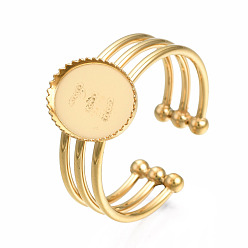 Oro 304 engastes de cabujón de anillo de dedo de puño abierto de acero inoxidable, oval, dorado, tamaño de EE. UU. 8 3/4 (18.7 mm), Bandeja: 8.2x10.2 mm
