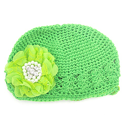 Lawn Green Handmade Crochet Baby Beanie Costume Photography Props, Flower, Lawn Green, 180mm