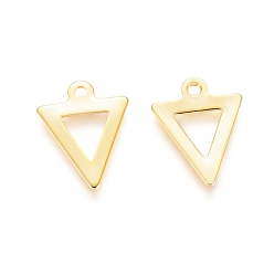 Real 24K Gold Plated 304 Stainless Steel Charms, Triangle, Real 24k Gold Plated, 12x9.5x0.5mm, Hole: 1mm