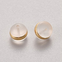 Golden Silicone Ear Nuts, Earring Backs, with Stainless Steel, Golden, 5.5x4mm, Hole: 0.5mm
