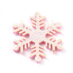 Lavender Blush Snowflake Felt Fabric Christmas Theme Decorate, with Glitter Gold Powder, for Kids DIY Hair Clips Make, Lavender Blush, 3.6x3.15x0.25cm