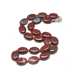 Red Jasper Natural Red Jasper Beaded Necklaces, with Alloy Lobster Clasps, Oval, 18.8 inch~19.2  inch(48~49cm), Oval: 18x13x5.5mm.