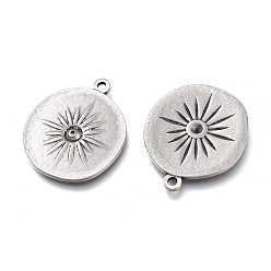 Antique Silver 304 Stainless Steel Pendants, Flat Round with Star, Antique Silver, 28.5x24x2mm, Hole: 2mm