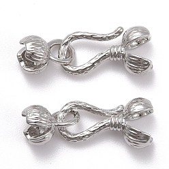 Platinum Locking Double Brass Bead Tips, Calotte Ends with Loops, Clamshell Knot Covers, Platinum, 13.5x7mm, Inner Diameter: 5mm, 8x6x5.5mm, Inner Diameter: 4mm