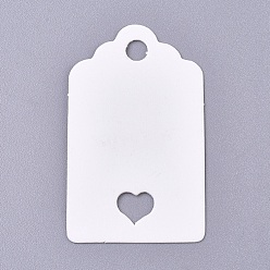 White Paper Price Tags, Hang Tags, for Jewelry Display, Arts and Crafts, Wedding Christmas, Rectangle with Heart, White, 50x30x0.3mm, Hole: 5mm
