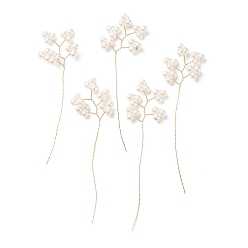 Белый Дым Подвеска из бисера из искусственного жемчуга ABS, с фурнитурой из золотой латунной проволоки, Цветок жизни прелести, серый, 74~81x20~25x4 мм