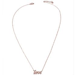 Rose Gold TINYSAND 925 Sterling Silver Cubic Zirconia Love Pendant Necklace, Rose Gold, 17 inch